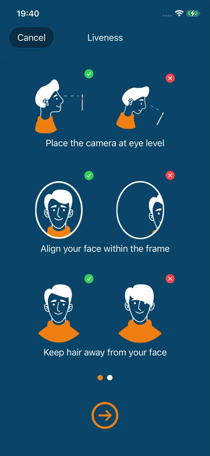 Visual guidance shows a real assisted capture, not a generic illustration.